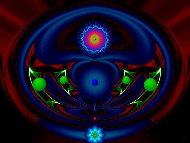 fractal mandala with glowing orbs