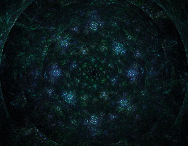 fractal mandala with glowing orbs