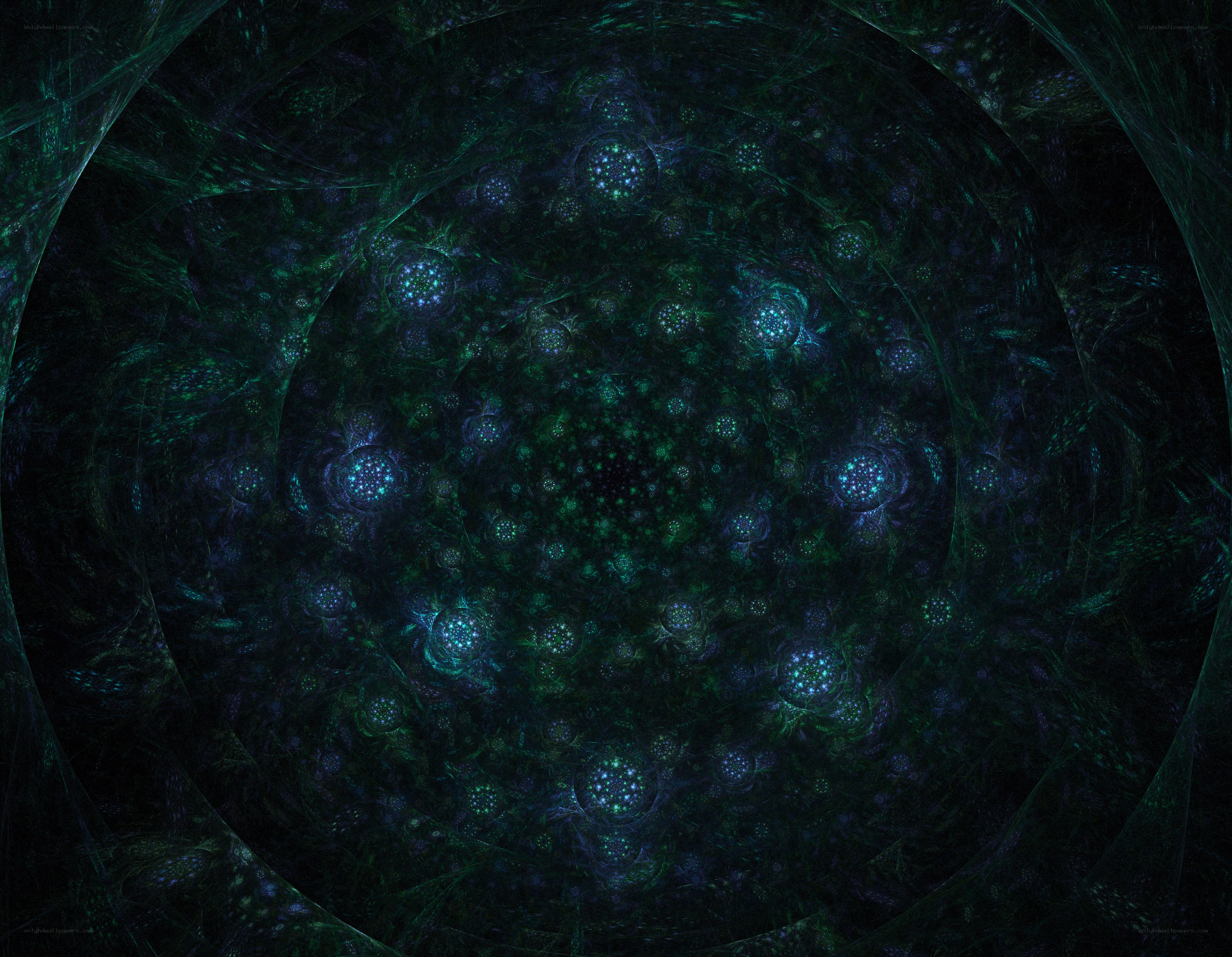 fractal mandala with glowing orbs