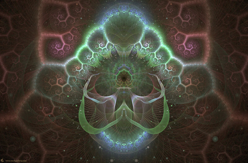 Fractal mandala with glowing patterns