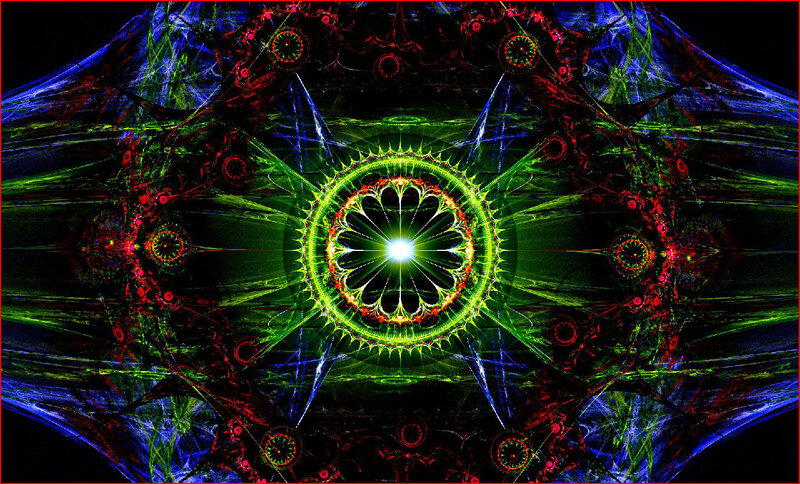 fractal mandala with green center