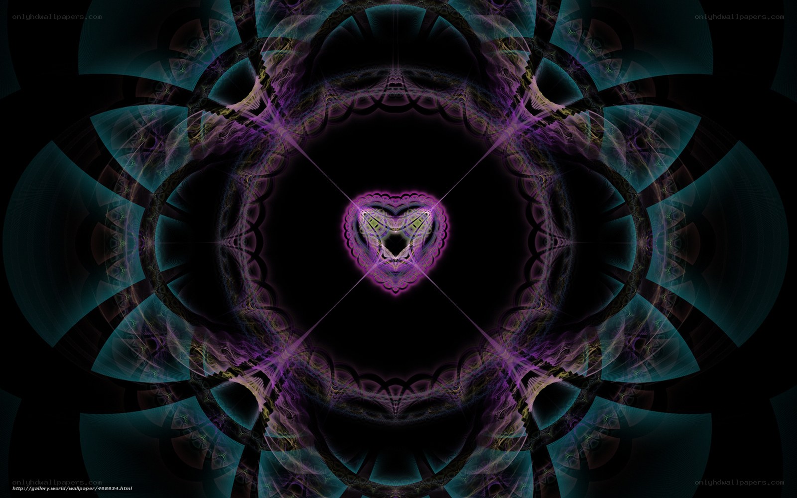 fractal mandala with purple and teal