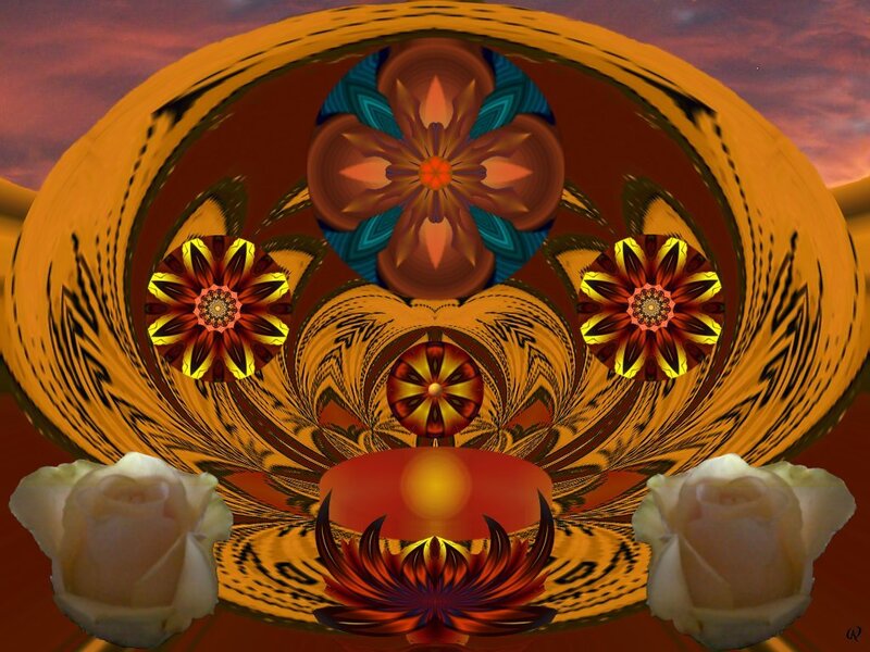 Fractal mandala with roses