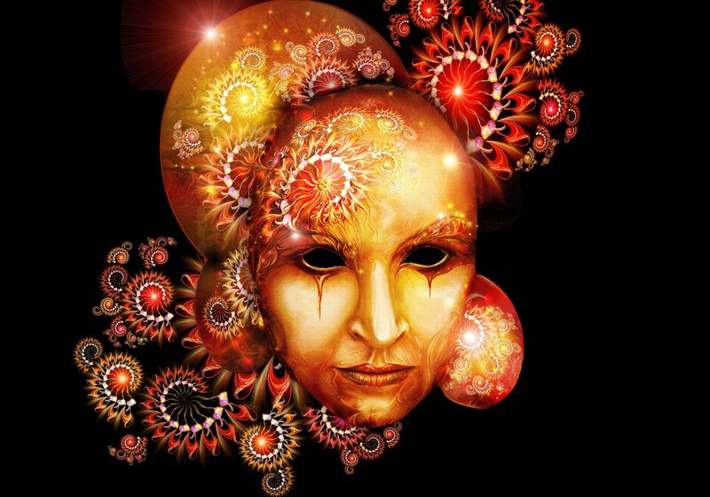 fractal mask with glowing patterns