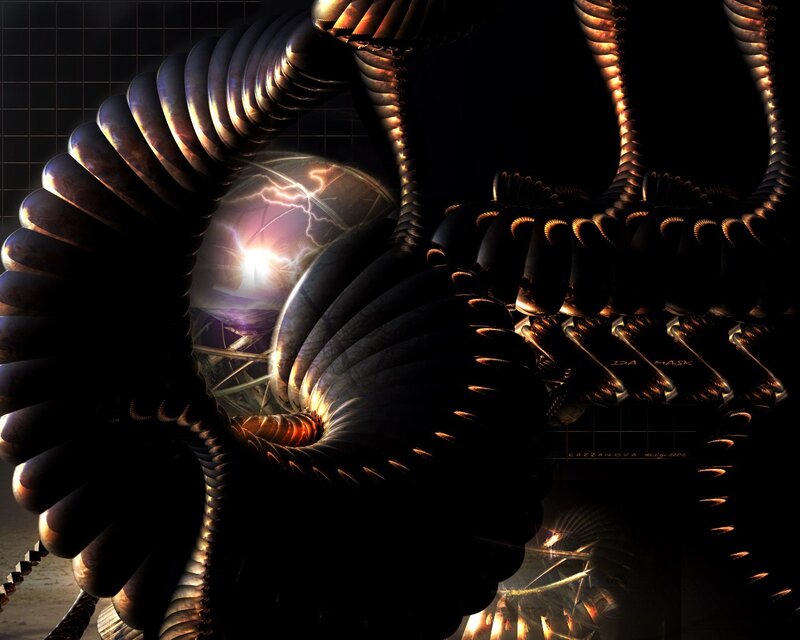 Fractal Mechanical Structure — Black, Dramatic