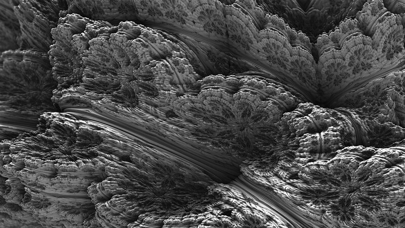 Fractal Mountain Landscape — Black