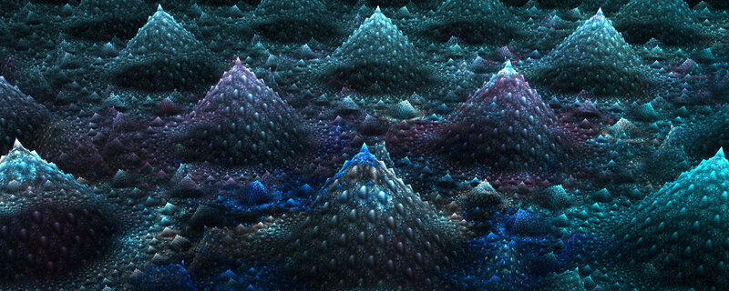 Fractal Mountain Landscape — Blue