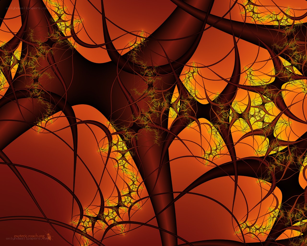 Fractal network of glowing lines