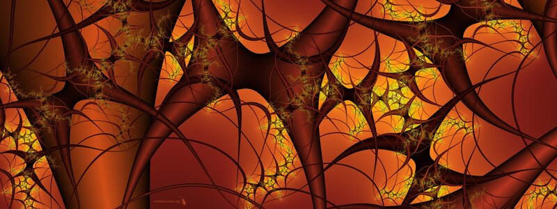 Fractal Network Structure — Orange, Dramatic