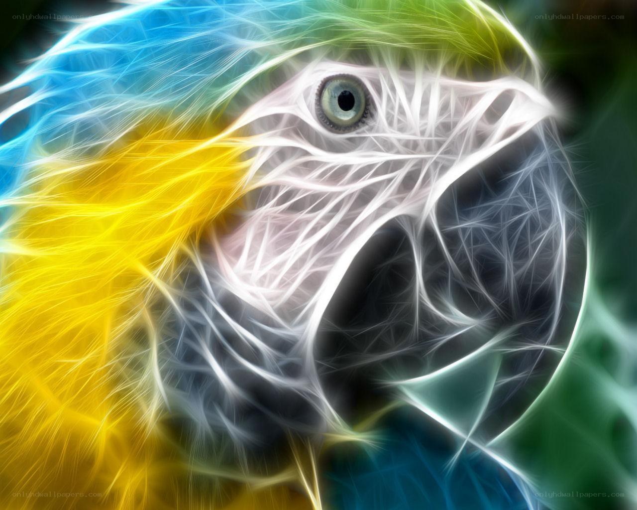 Fractal parrot portrait