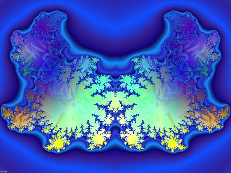 Fractal Pattern — Blue, Hypnotic, Digital Art, Green