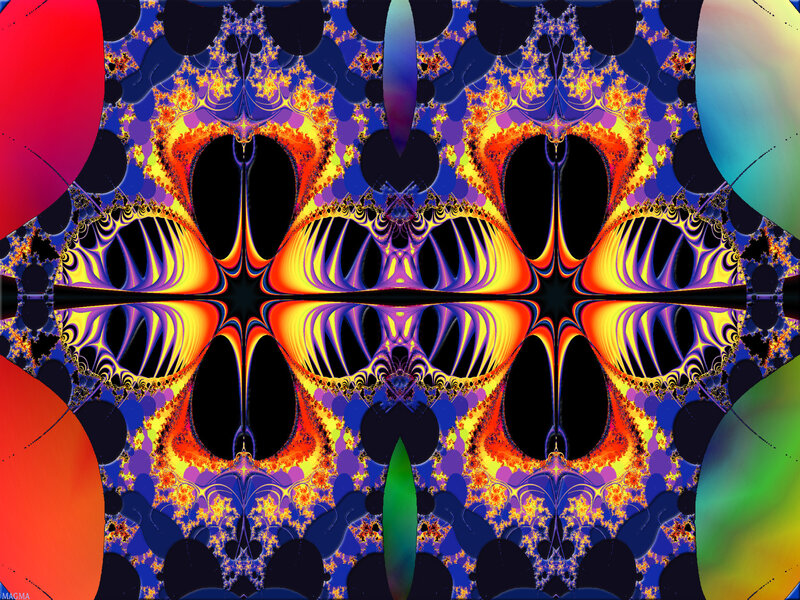 Fractal Pattern — Blue, Vibrant, Digital Art, Colorful, Symmetrical