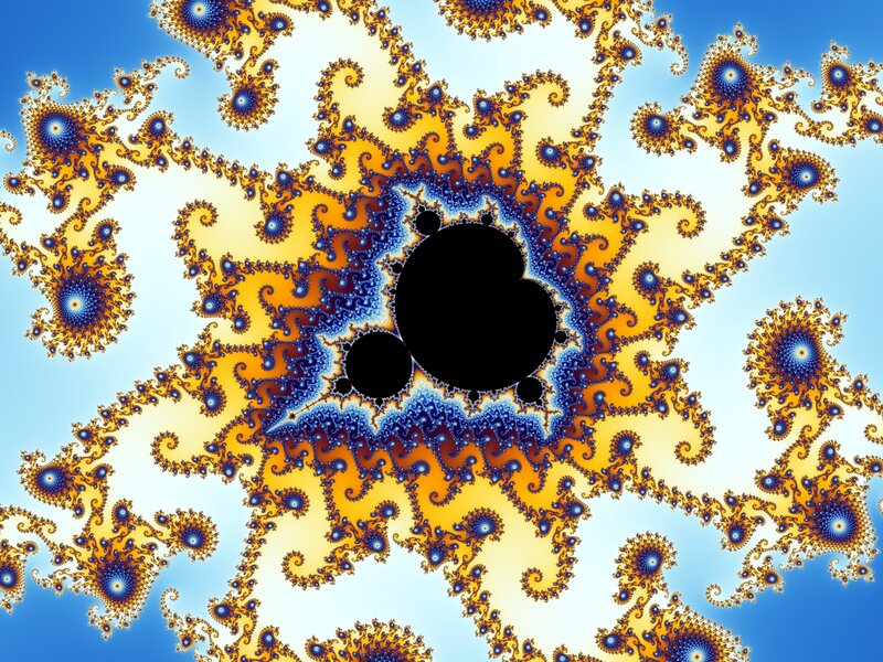 Fractal Pattern with Black Center — Blue