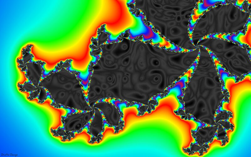 Fractal Pattern with Black Center — Blue, Vibrant