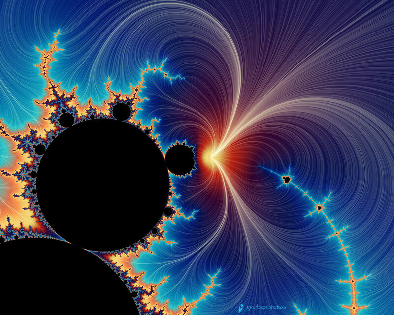 Fractal Pattern with Black Circles — Blue, Dramatic