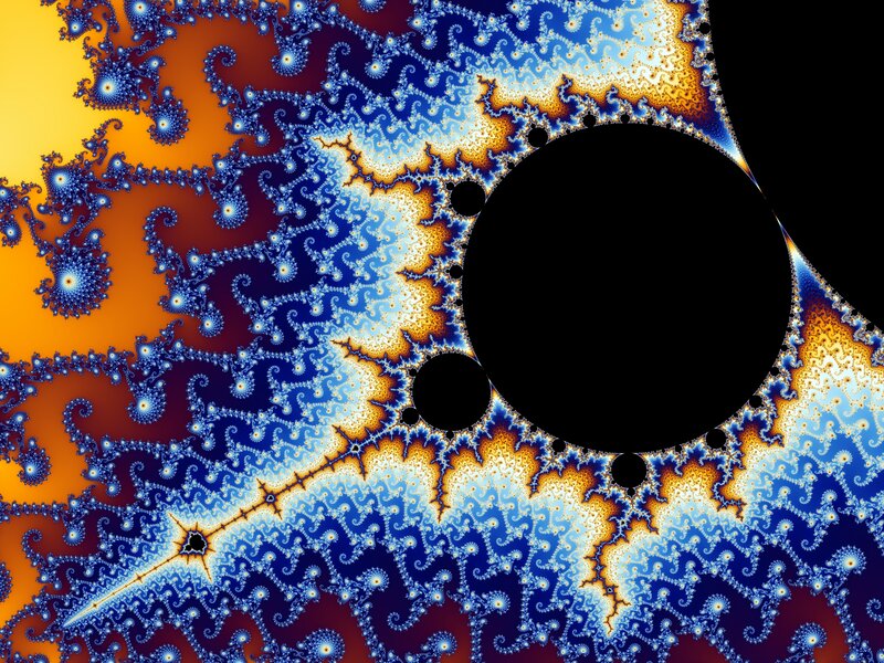 Fractal Pattern with Black Circles — Blue