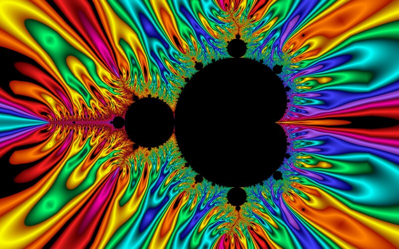 Fractal Pattern with Black Circles — Red
