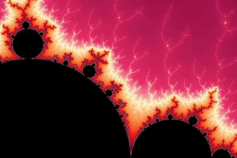 Fractal Pattern with Black Shapes — Pink