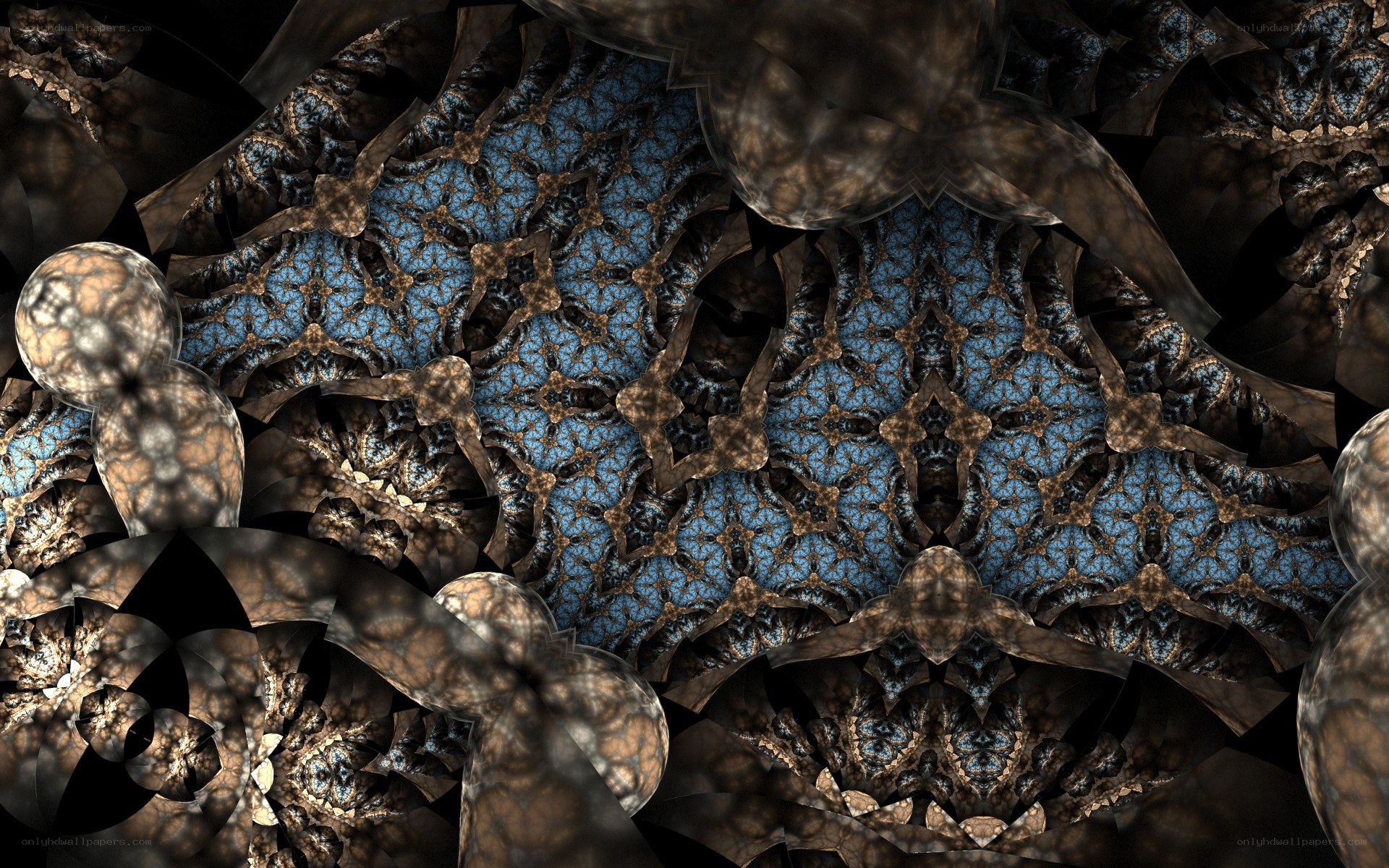 Fractal pattern with blue and brown tones