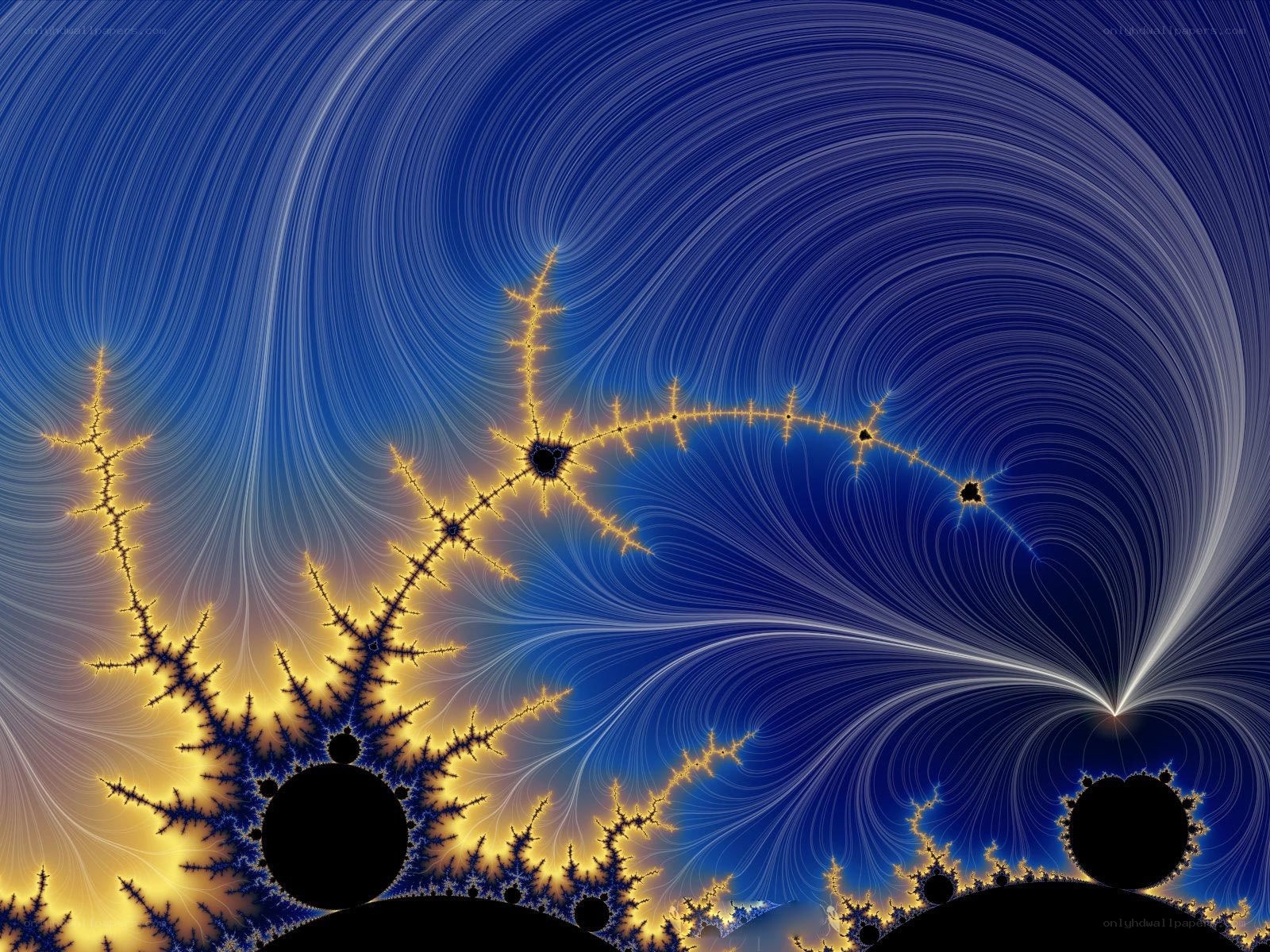Fractal pattern with blue and gold