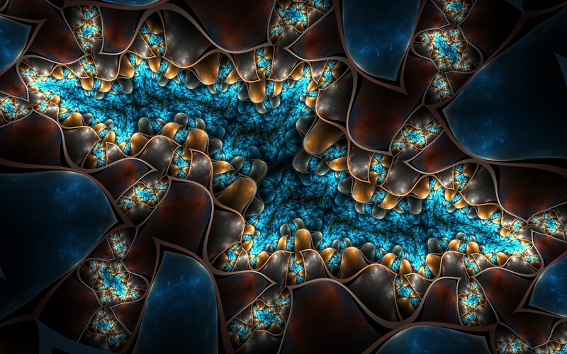 Fractal Pattern with Blue and Gold — Dramatic