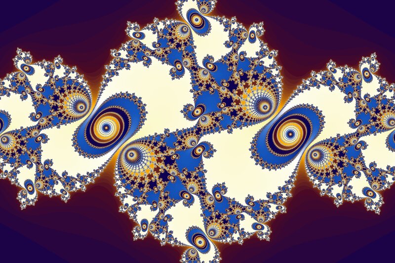 Fractal pattern with blue and gold spirals