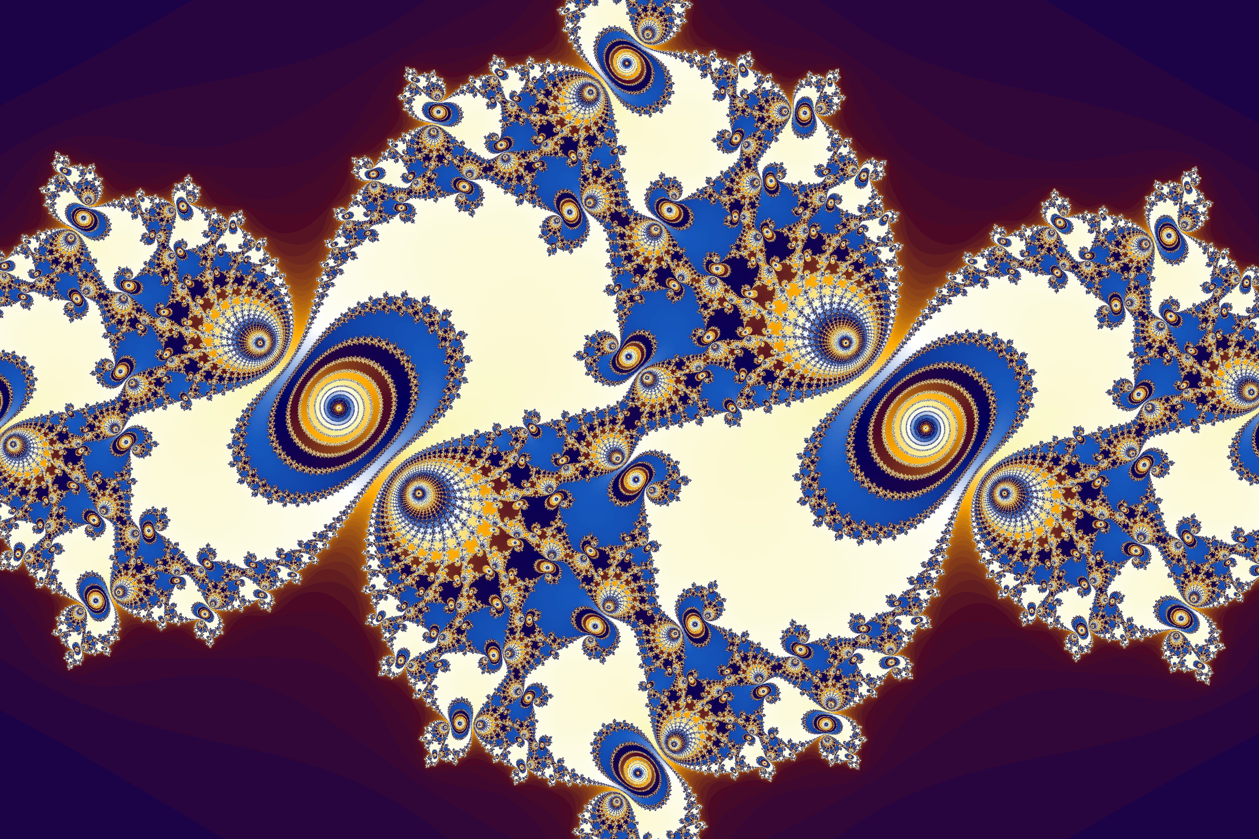 Fractal pattern with blue and gold spirals