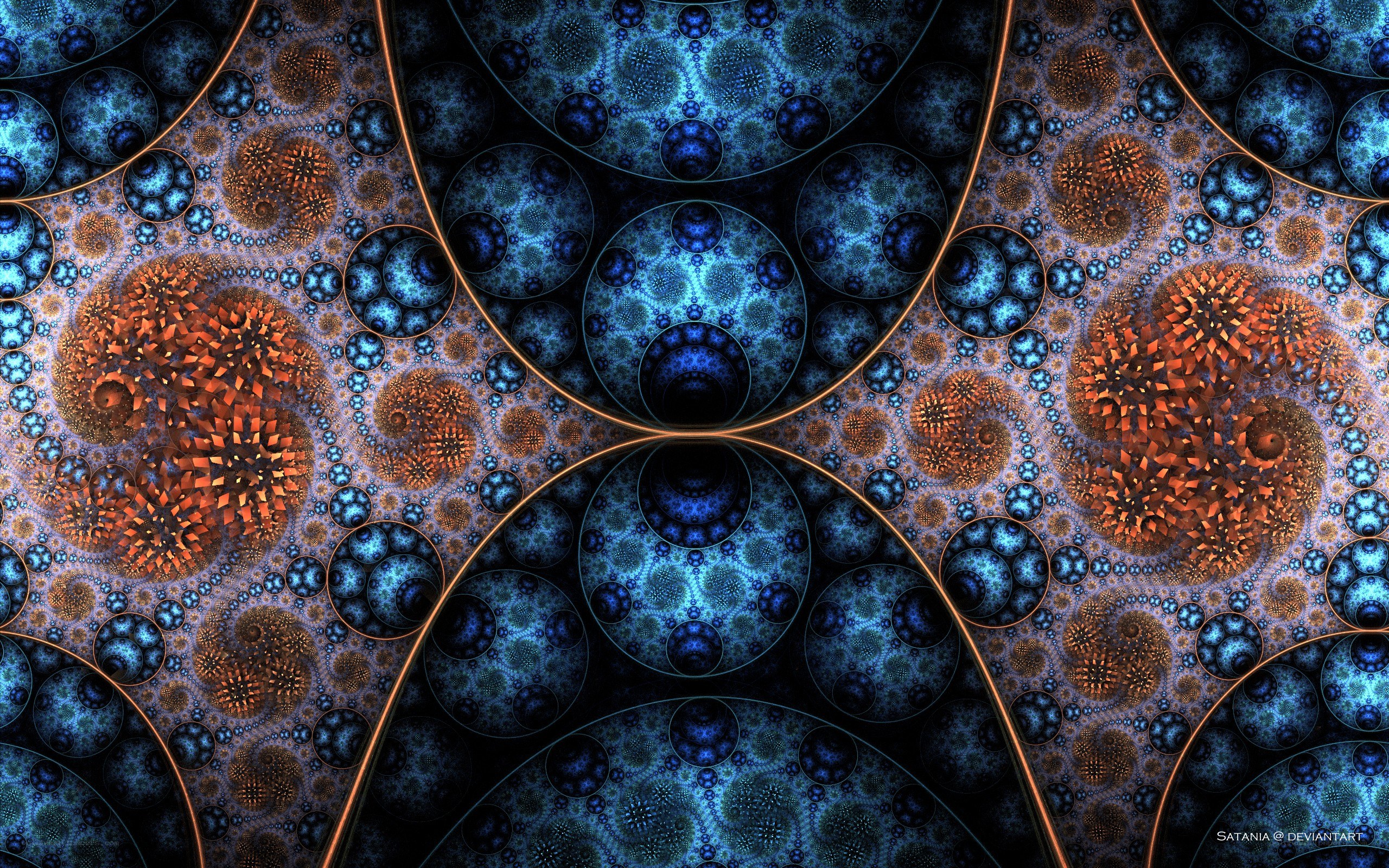 fractal pattern with blue and orange circles