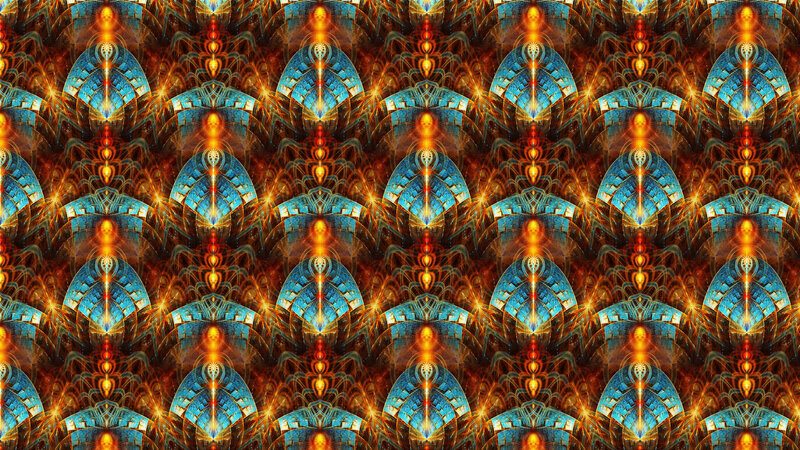 Fractal Pattern with Blue and Orange — Dramatic, Digital Art
