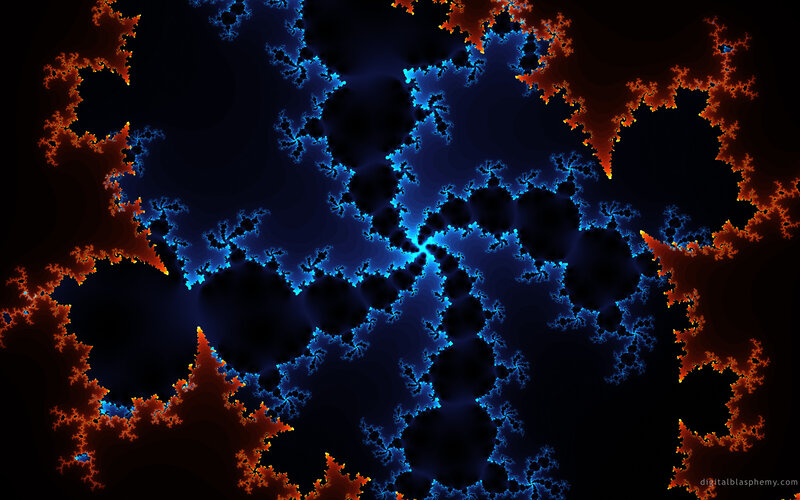 Fractal pattern with blue and orange hues