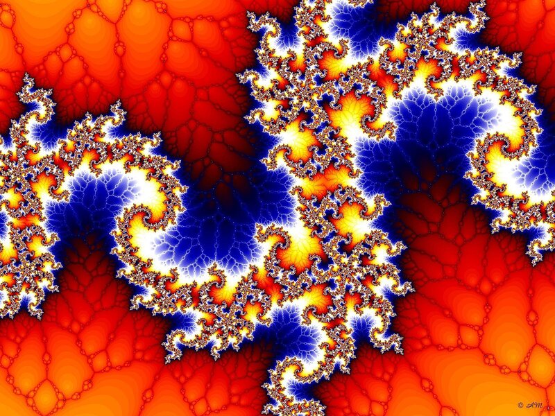 Fractal Pattern with Blue and Orange — Red