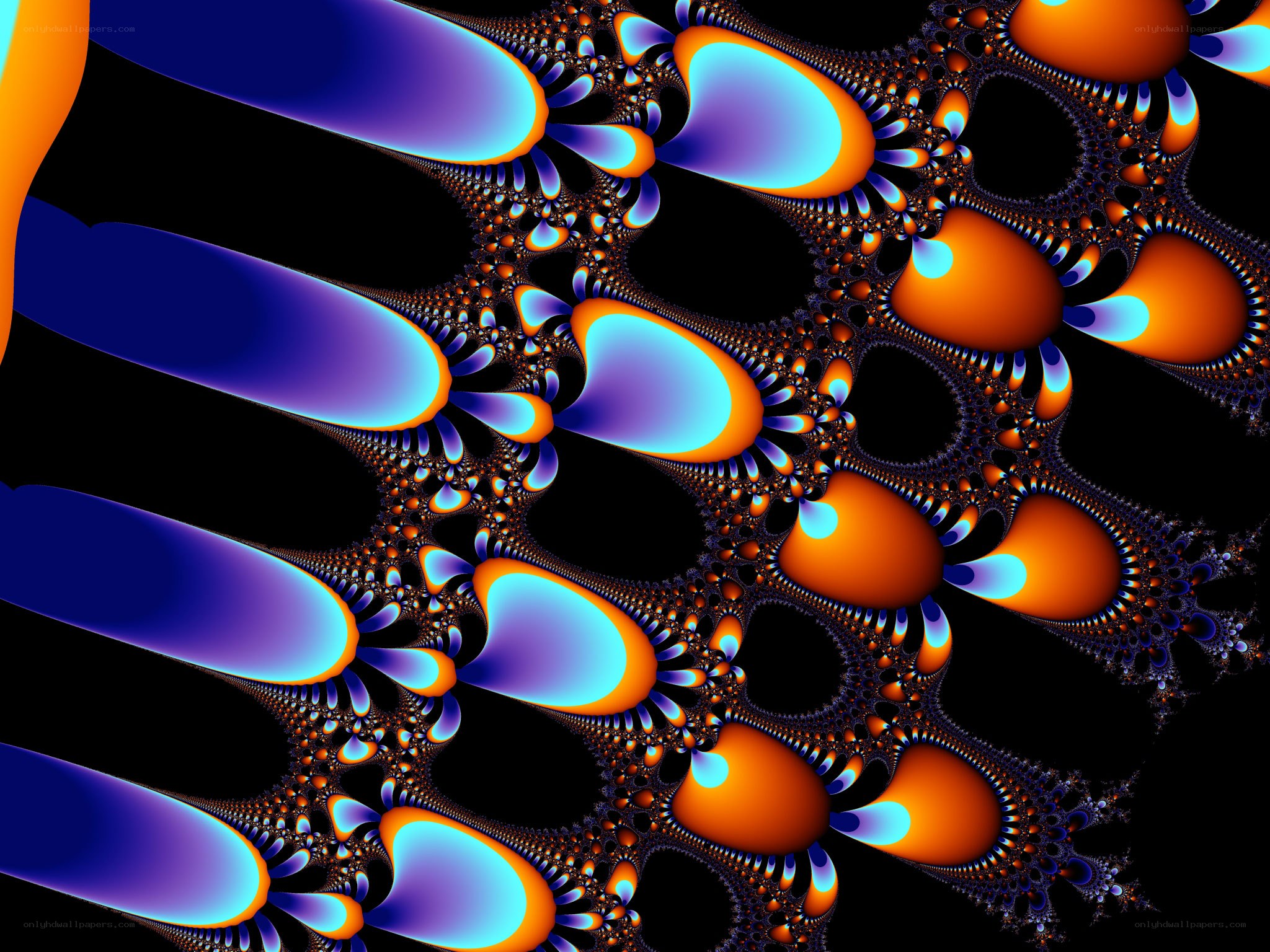 Fractal pattern with blue and orange shapes