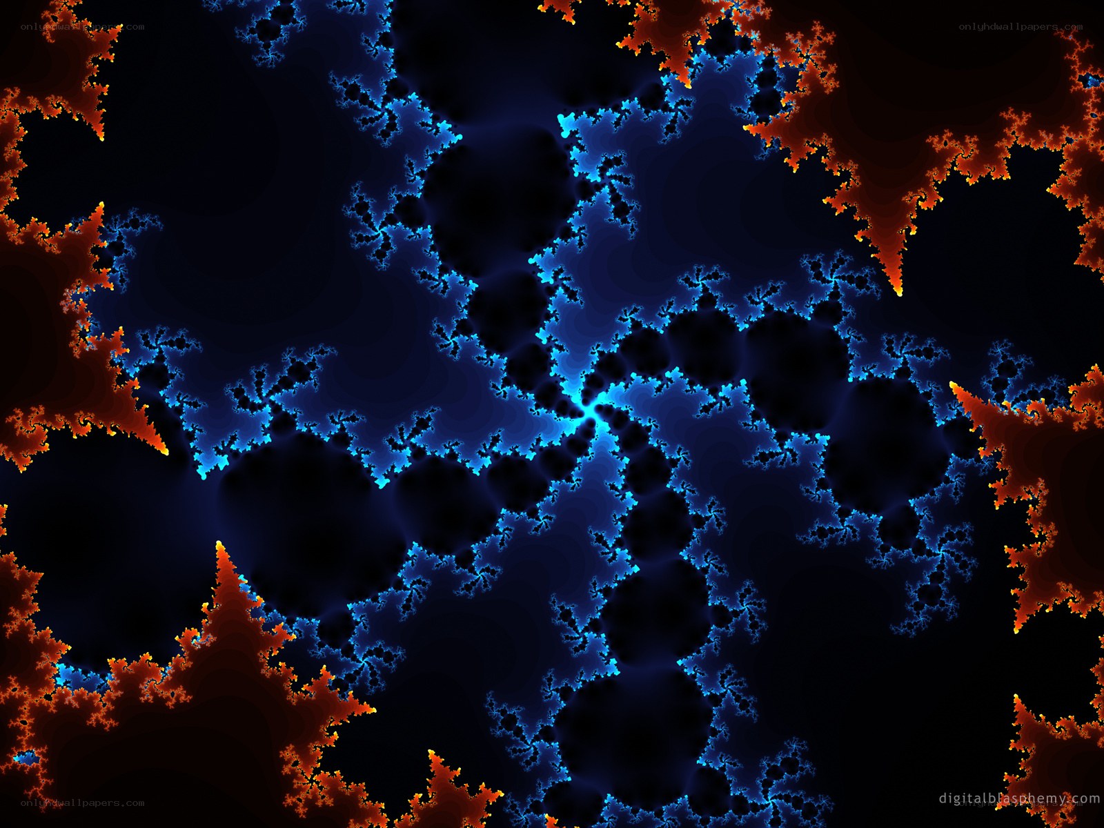 Fractal pattern with blue and orange