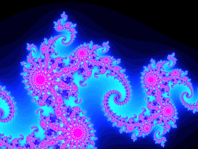 fractal pattern with blue and pink spirals