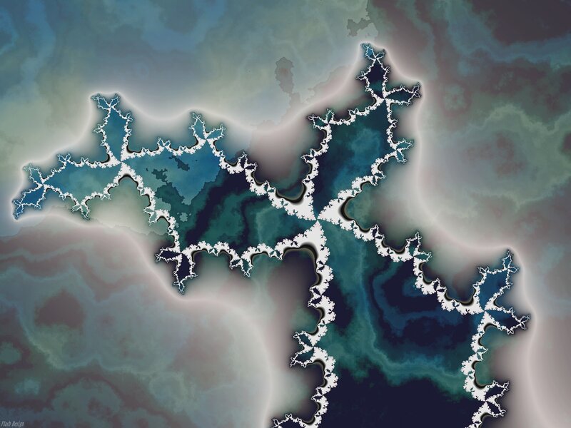 Fractal pattern with blue and white edges