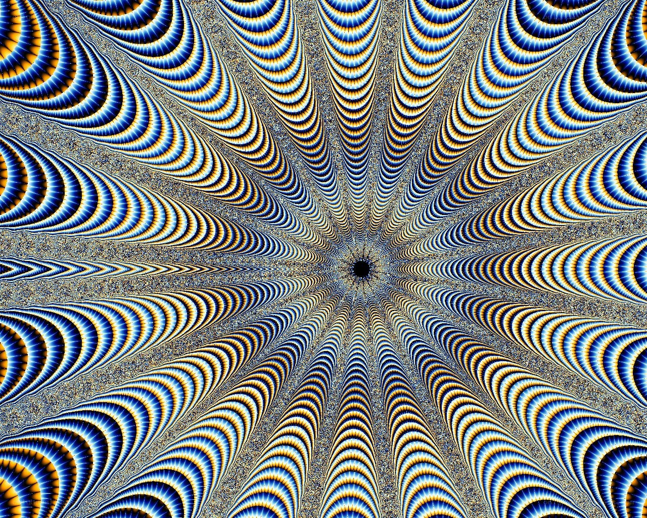 Fractal pattern with blue and yellow swirls