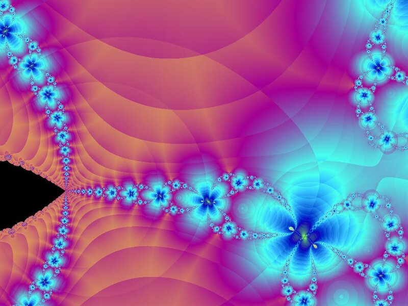 Fractal Pattern with Blue Flowers