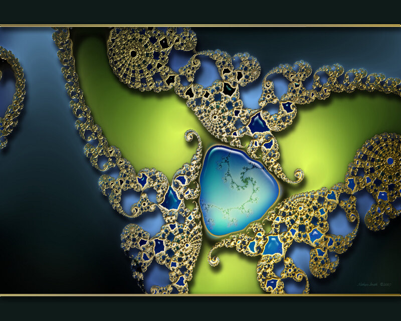 Fractal Pattern with Blue Gem