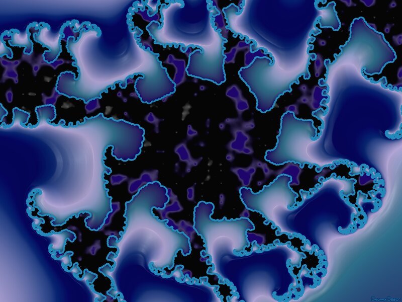 Fractal Pattern with Blue Outlines — Abstract
