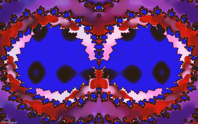 Fractal Pattern with Blue Shapes