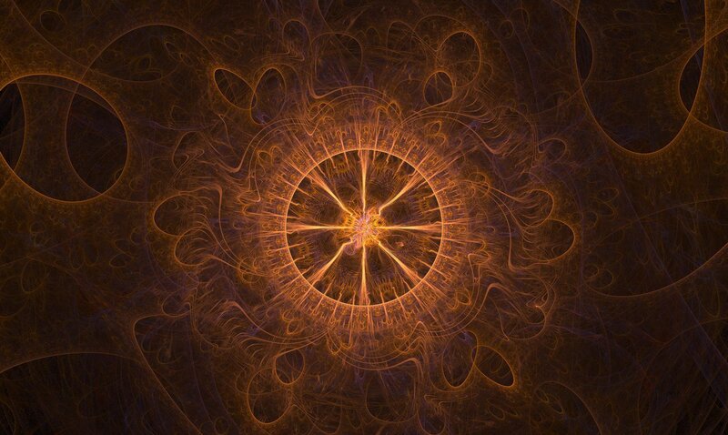 Fractal Pattern with Central Circle — Orange, Mystical