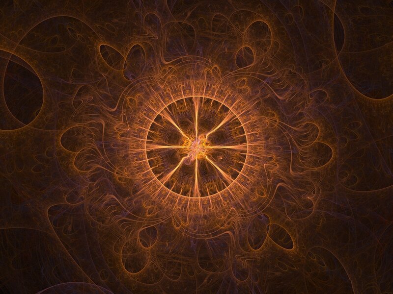 Fractal Pattern with Central Circle — Orange