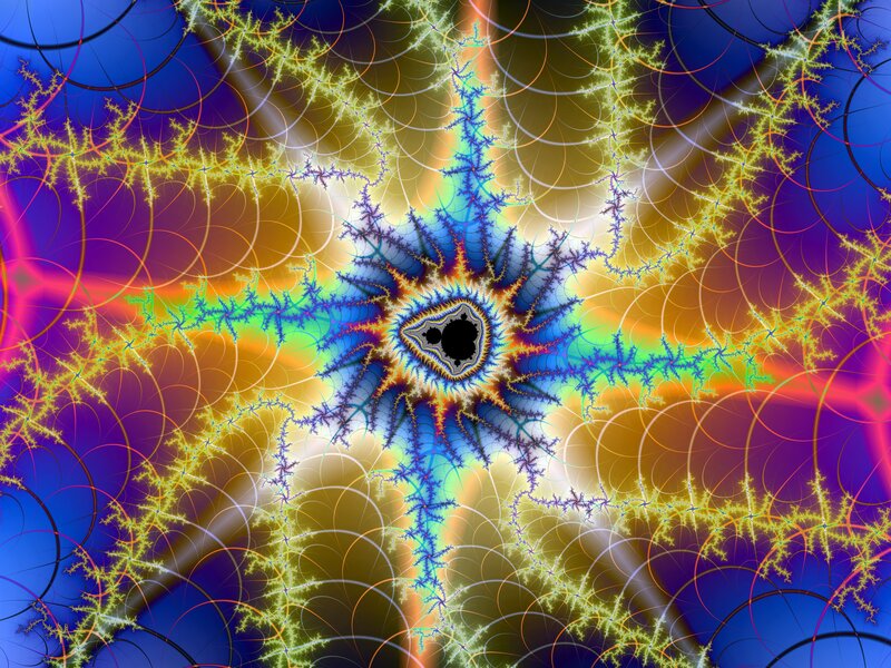 Fractal Pattern with Central Eye — Blue, Vibrant