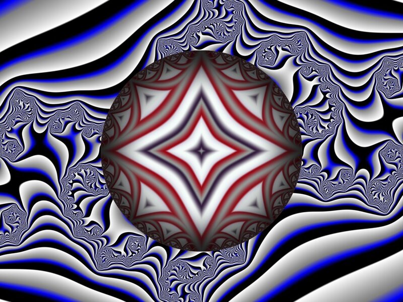 Fractal Pattern with Central Sphere — Blue, Hypnotic