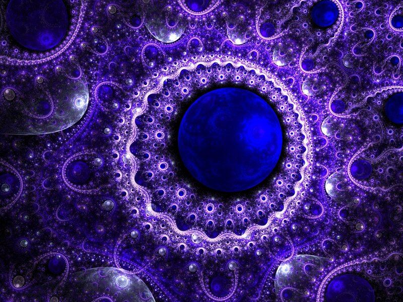 Fractal Pattern with Central Sphere — Blue