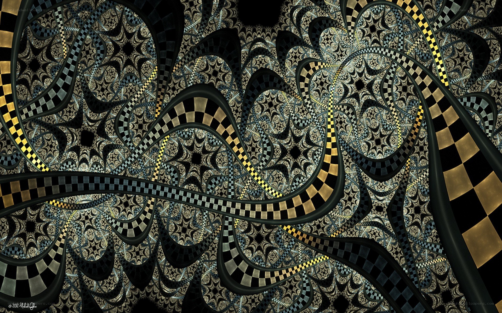 Fractal pattern with checkered bands