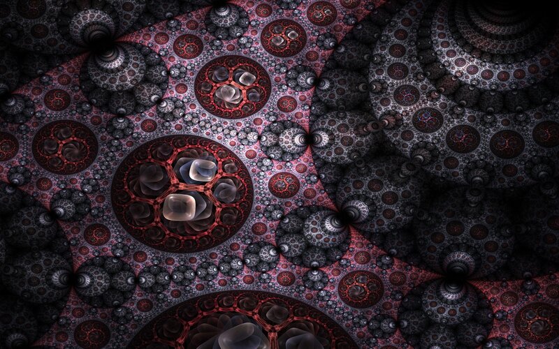 Fractal Pattern with Circles — Black, Abstract, Digital Art