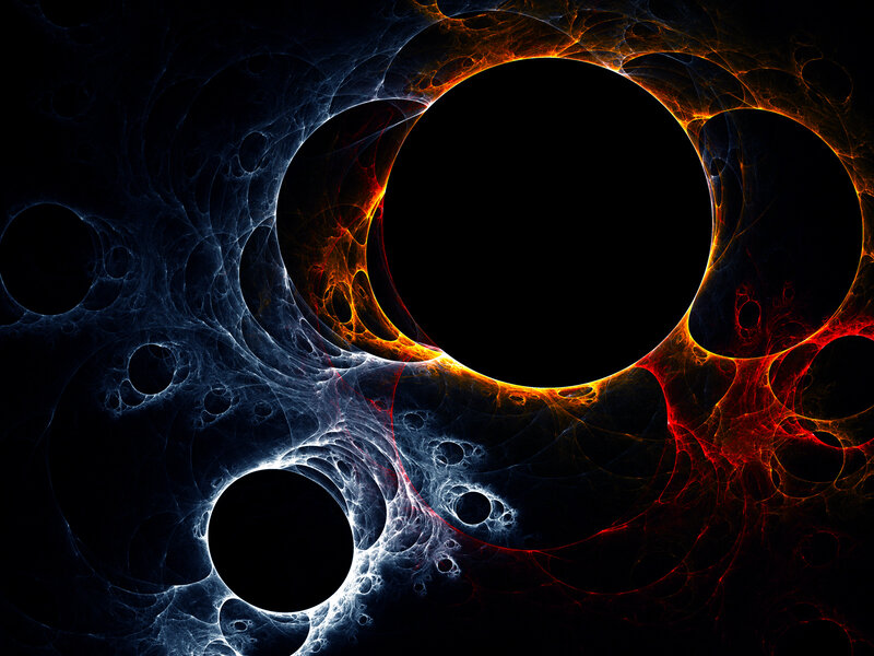 Fractal Pattern with Circles — Black, Dramatic, Abstract