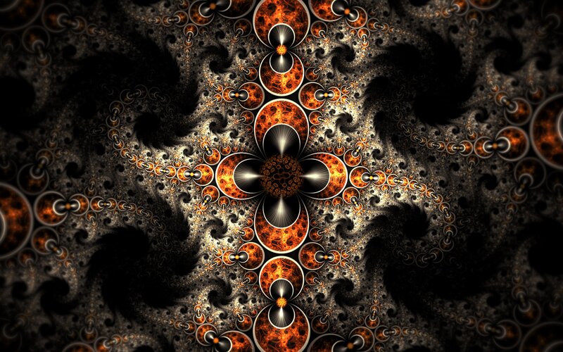 Fractal Pattern with Circles — Black, Dramatic, Digital Art, Swirls