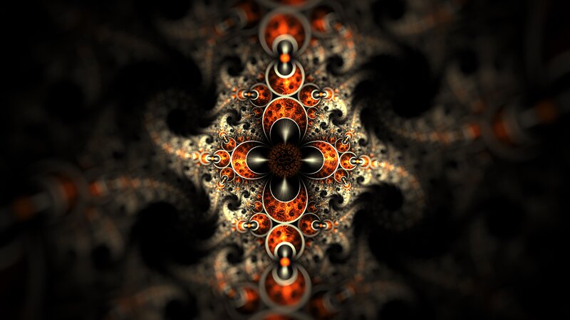 Fractal Pattern with Circles — Black, Dramatic